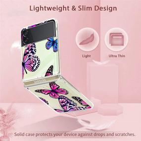 img 3 attached to 🦋 LSL Samsung Galaxy Z Flip 3 5G Case - Butterflies Clear Cute Design Pattern, Hard PC Shockproof Protection, Full Body Coverage, Wireless Charging Compatible, Slim Phone Cover for Galaxy Z Flip 3 5G