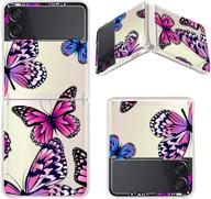 🦋 lsl samsung galaxy z flip 3 5g case - butterflies clear cute design pattern, hard pc shockproof protection, full body coverage, wireless charging compatible, slim phone cover for galaxy z flip 3 5g logo