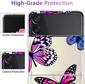 img 1 attached to 🦋 LSL Samsung Galaxy Z Flip 3 5G Case - Butterflies Clear Cute Design Pattern, Hard PC Shockproof Protection, Full Body Coverage, Wireless Charging Compatible, Slim Phone Cover for Galaxy Z Flip 3 5G