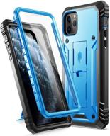 📱 poetic revolution series iphone 11 pro max rugged case with kickstand - full-body dual-layer shockproof protective cover, built-in-screen protector - blue (2019) - 6.5 inch, apple iphone 11 pro max compatible logo