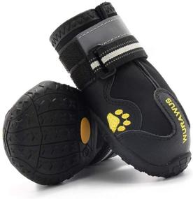 img 2 attached to 🐾 WURAWUS Waterproof Dog Boots with Anti-Slip Sole - Ideal Shoes for Medium & Large Dogs, Adjustable Reflective Straps - Set of 4PCS