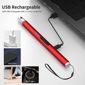 img 2 attached to 🔥 Charfire Lighter - Rechargeable USB Electric Candle Lighter with LED Battery Display, Flameless Plasma Arc Windproof Lighter for Cooking, BBQs, Stoves, Grill, Camping, Fireworks - Red