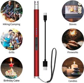 img 3 attached to 🔥 Charfire Lighter - Rechargeable USB Electric Candle Lighter with LED Battery Display, Flameless Plasma Arc Windproof Lighter for Cooking, BBQs, Stoves, Grill, Camping, Fireworks - Red
