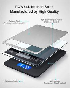 img 3 attached to TICWELL Essential Food Scale: 33lb Digital Kitchen Scale for Precise Cooking, Baking, and Portion Control - Stainless Steel, LCD Display, Touchscreen - 1g Graduation, 5 Units