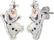 disney frozen snowman silver earrings logo