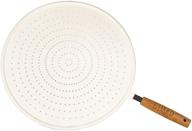 rae dunn everyday collection 13 inch splatter screen: multi-use shield for frying pan with beechwood handle - white logo