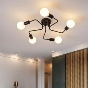 img 3 attached to 💡 Surpars House 5-Light Industrial Flush Mount Ceiling Light in Black