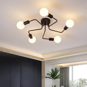 img 2 attached to 💡 Surpars House 5-Light Industrial Flush Mount Ceiling Light in Black