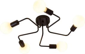 img 4 attached to 💡 Surpars House 5-Light Industrial Flush Mount Ceiling Light in Black