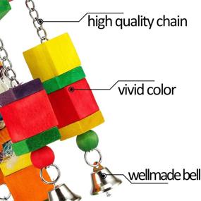 img 2 attached to MEWTOGO Wooden Bird Parrot Swing Chewing Toys with Bell - Hanging Bird Chew Bite Cage Stand Toys for Parakeets Cockatiels Conures Love Birds Finches Budgie Small to Medium Sized Birds