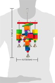 img 1 attached to Деревянные игрушки MEWTOGO для птиц попугаев с колокольчиком - подвесная жевательная игрушка для птиц-попугаев, канареек, кокатилей, конур, волнистых попугаев, снимков, волнистого волнистого попугая, маленьких и средних птиц.