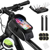 waterproof bike bag with phone mount holder - secure cycling 🚲 pouch for iphone, samsung - touch screen & repair tool kits included logo