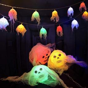 img 4 attached to 🎃 Spooky Skull Halloween String Lights: 10 LEDs Battery Operated, 2 Modes (Steady-on/Flash) – Perfect Decor for Patio, Garden, Gate, and Party!