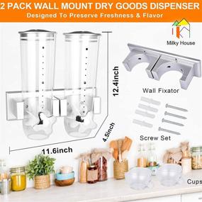 img 1 attached to Convenient Dual Control Wall Mount Double Dry Cereal Dispensers – Perfect for Cereal, Nuts, Coffee Beans, Trail Mix, and more!