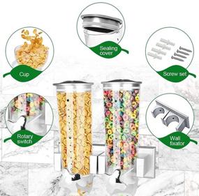 img 2 attached to Convenient Dual Control Wall Mount Double Dry Cereal Dispensers – Perfect for Cereal, Nuts, Coffee Beans, Trail Mix, and more!