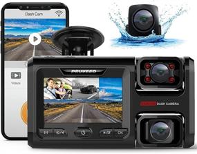 img 4 attached to 📹 Pruveeo D40 Triple Car Dash Cam - 3 Channel,1080P+1080P Inside Channel, Front Inside Three Way Triple, 3.0 inch LCD, Night Vision, Supercapacitor Support, 128GB Max Storage
