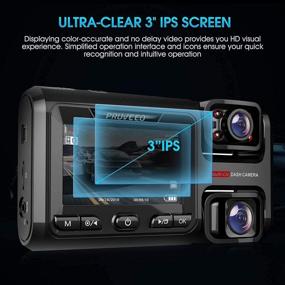 img 2 attached to 📹 Pruveeo D40 Triple Car Dash Cam - 3 Channel,1080P+1080P Inside Channel, Front Inside Three Way Triple, 3.0 inch LCD, Night Vision, Supercapacitor Support, 128GB Max Storage