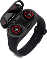 m1 2 in 1 smart bracelet wireless bluetooth headset combo running music wristband earphone heart rate blood pressure fitness tracker (m1pro-black) logo