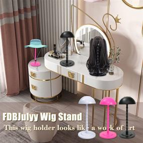 img 3 attached to 🎩 Wig Stand with Non-Slip Stable Design - Plastic Holder for Styling & Displaying Hats and Wigs - Portable 14.2-inch Mannequin Head DIY Stand for Hat Practice, Cap Display - White