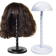 🎩 wig stand with non-slip stable design - plastic holder for styling & displaying hats and wigs - portable 14.2-inch mannequin head diy stand for hat practice, cap display - white logo