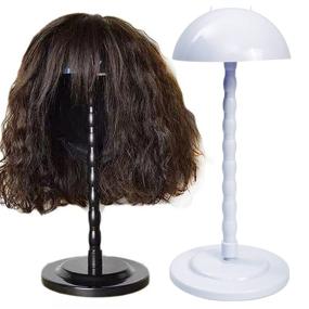 img 4 attached to 🎩 Wig Stand with Non-Slip Stable Design - Plastic Holder for Styling & Displaying Hats and Wigs - Portable 14.2-inch Mannequin Head DIY Stand for Hat Practice, Cap Display - White