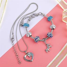 img 3 attached to 🦄 Girls' Jewelry Set: Unicorn Gifts - Unicorn Heart Necklace and Charm Bracelets - Perfect Gift for Girls