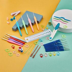 img 1 attached to 🧶 GORGECRAFT Ergonomic Crochet Hooks Set - 16 Sizes, Plastic Handle, with Crochet Needle Accessories, Ideal for Beginners and Crochet Enthusiasts