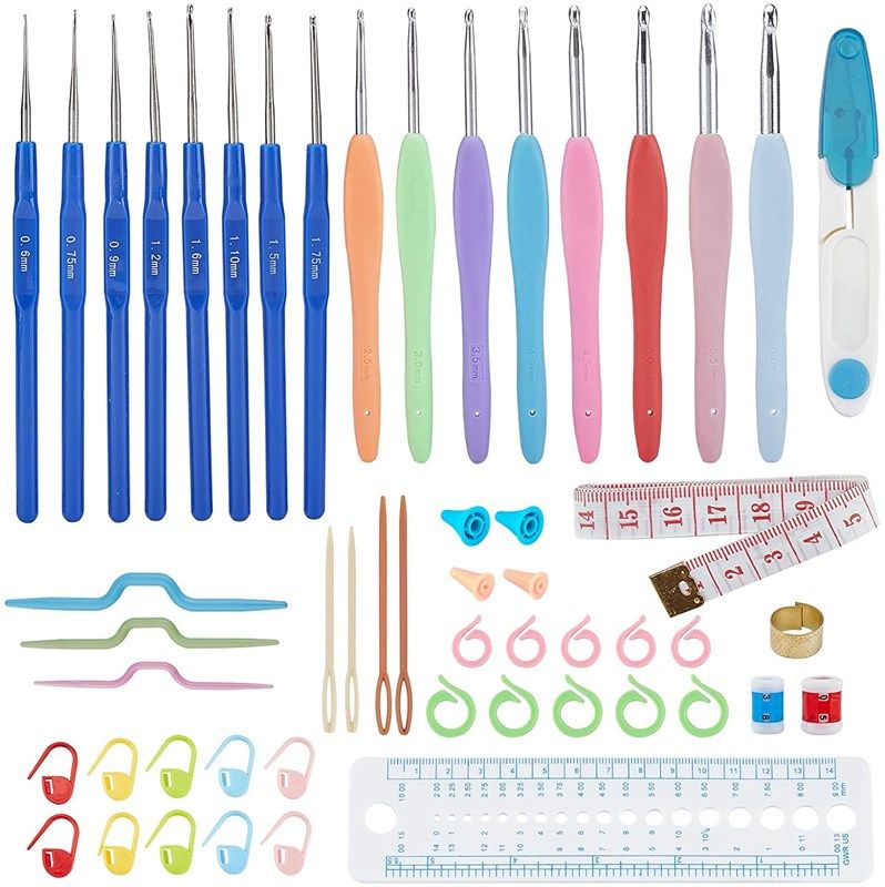 Coopay 58PCS Crochet Kit Beginners Crochet Set with Crochet Yarn, Portable  Crochet Hook Set Crochet Hooks Ergonomic Soft Grip Lace Crochet Hooks