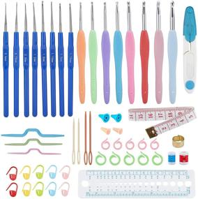 img 4 attached to 🧶 GORGECRAFT Ergonomic Crochet Hooks Set - 16 Sizes, Plastic Handle, with Crochet Needle Accessories, Ideal for Beginners and Crochet Enthusiasts