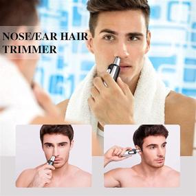 img 3 attached to 💦 Professional Water Resistant Ear, Nose, and Facial Hair Trimmer for Men and Women - Painless Dual Edge Blades, Battery-Operated with LED Light - BESTRONG Nose Hair Remover