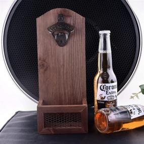 img 3 attached to 🍺 Siveit Vintage Wooden Wall Mounted Beer Bottle Opener with Cap Collector Catcher - Perfect Gift for Beer Lovers and Men, Ideal Bar Decoration Opener