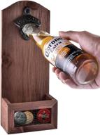 🍺 siveit vintage wooden wall mounted beer bottle opener with cap collector catcher - perfect gift for beer lovers and men, ideal bar decoration opener логотип