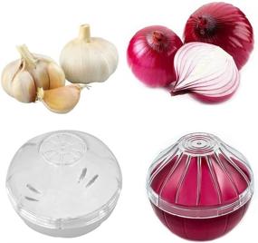 img 3 attached to Fridge Storage Bundle: Onion Garlic Lemon Avocado Keeper Holder, Yamesu BPA Free Tomato Vegetable Shaped Food Saver Containers - 5-piece Set with Brush