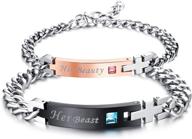 uloveido his and hers matching set: personalized couple bracelet with custom engraving (a pair) – titanium stainless steel logo