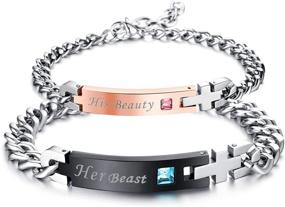 img 4 attached to Uloveido His and Hers Matching Set: Personalized Couple Bracelet with Custom Engraving (A Pair) – Titanium Stainless Steel