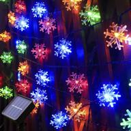 🎄 31ft 50leds waterproof snowflake solar christmas lights for parties, garden, outdoor, holiday, patio, christmas tree decoration - mankinlu multicolor snowflake string lights логотип