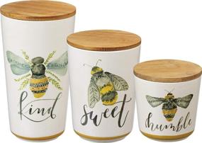 img 4 attached to 🐝 Charming Primitives by Kathy Kitchen Canisters Set: Bees - Kind, Sweet, Humble Trio