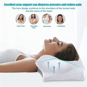 img 2 attached to 🌙 HOMCA Cervical Memory Foam Pillow: Relieve Neck Pain with Contour Support - Ideal for Side, Back, and Stomach Sleepers (White)