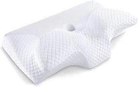 img 4 attached to 🌙 HOMCA Cervical Memory Foam Pillow: Relieve Neck Pain with Contour Support - Ideal for Side, Back, and Stomach Sleepers (White)
