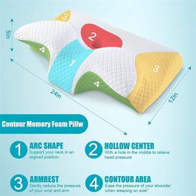 img 1 attached to 🌙 HOMCA Cervical Memory Foam Pillow: Relieve Neck Pain with Contour Support - Ideal for Side, Back, and Stomach Sleepers (White)