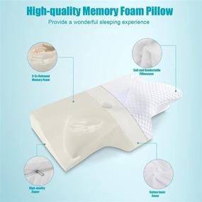 img 3 attached to 🌙 HOMCA Cervical Memory Foam Pillow: Relieve Neck Pain with Contour Support - Ideal for Side, Back, and Stomach Sleepers (White)