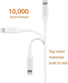 img 3 attached to 🔌 Кабель зарядки Amazon Basics для iPhone: сертифицированный MFi, прочный USB-A кабель для Apple iPhone, iPad длиной 3 фута - белый, срок службы 10 000 изгибов