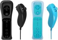🎮 black and blue wii u console remote and nunchuk nunchuck controller - set of 2 packs logo
