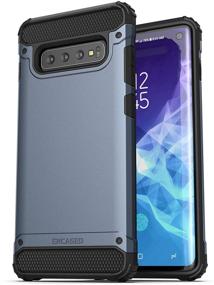 img 3 attached to 📱 Rugged Encased Belt Case for Samsung Galaxy S10: Clip-on Armor Case with Swivel Holster (Slate Blue)