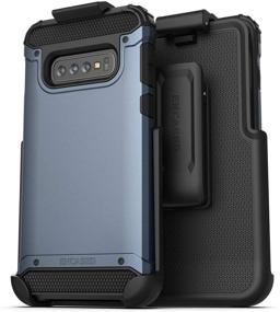 img 4 attached to 📱 Rugged Encased Belt Case for Samsung Galaxy S10: Clip-on Armor Case with Swivel Holster (Slate Blue)