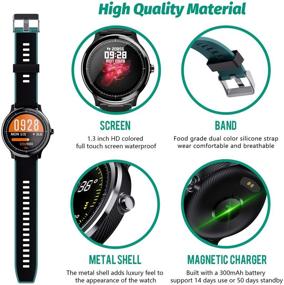 img 2 attached to 📱 1.3" Full Touch Screen Smart Watch for Android and iOS Phones - IP68 Waterproof Fitness Tracker with Pedometer, Heart Rate, and Sleep Monitor for Men and Women