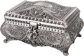 img 4 attached to 🎁 Feyarl Vintage Jewelry Trinket Box - Elegant Storage Case for Rings, Earrings, and Necklaces - Perfect Wedding or Birthday Gift - Home Decorative Organizer (6.7 x 4.7 x 3.5 inch)