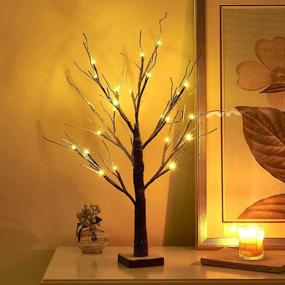 img 4 attached to 🎄 Vanthylit 2FT Tabletop Twig Tree Lights: Snow Dusted Christmas Decorations for Festive Ambience