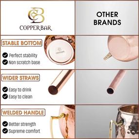 img 3 attached to 🍸 100% HANDCRAFTED Moscow Mule Copper Mugs - Set of 2 - 16 Oz - Premium Gift Set with Copper Straws, Shot Glass & Stirrer by Copper-Bar