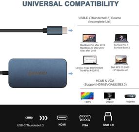 img 3 attached to USB-разветвитель с портом C, адаптер USB Type-C к HDMI VGA, адаптер USB C к USB, совместим с MacBook Pro, Surface Book 2, Dell XPS, Pixelbook и другими - улучшенный поиск по SEO